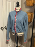 Ladies Up-Cycled Denim Shirt Size Large