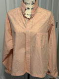 Ladies Up-Cycled Chaps Orange Plaid Shirt and a Plaid Ruffled Collar. Size XL