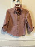 Little Girls Up-Cycled Gymboree Red check Shirt with matching Ruffled collar. Size 4T