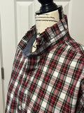 Ladies Up-Cycled Izod Blue & Red Plaid Shirt and a Plaid Ruffled Collar. Size Lg