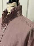 Ladies Up-Cycled Robert Talbott Red Checked Shirt with a Pleated Collar. Size XXL